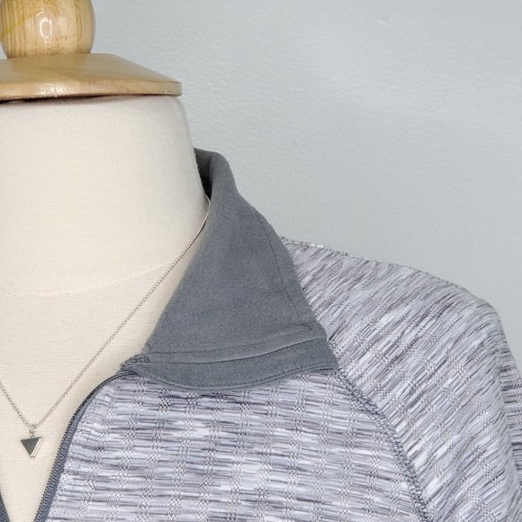 Avia Gray Heathered Striped Popover Activewear Soft Inside Micro Fleece Top M - Picture 4 of 13
